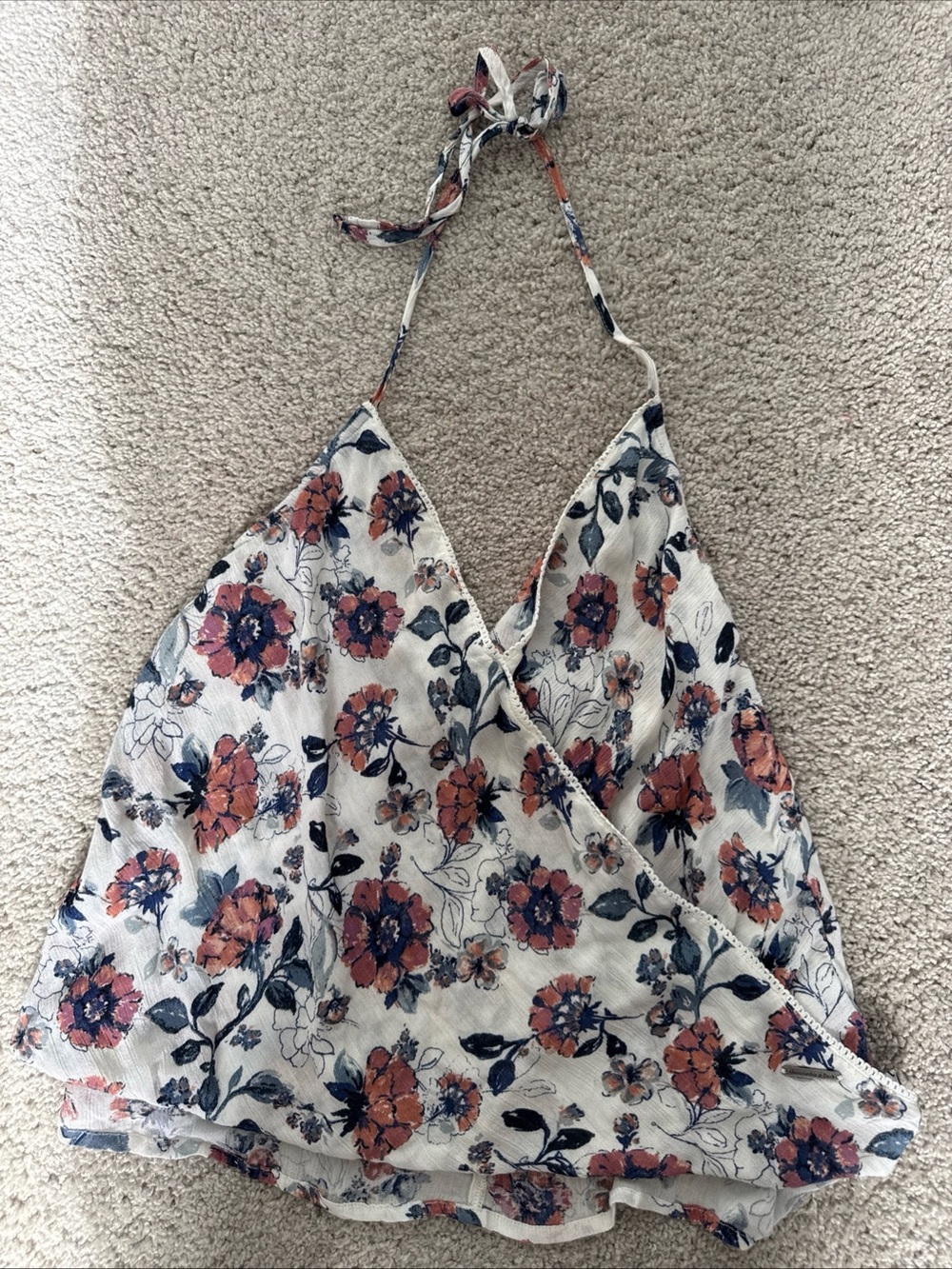 Abercrombie & Fitch Floral Halterneck Cropped Top Boho Beach Summerโ Vacation